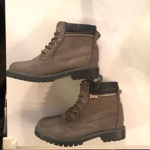Grey combat hiking boot